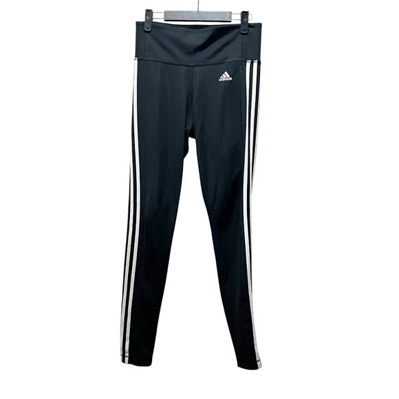 Adidas Climalite Mid-Rise Leggings Black Stretch Activewear Pants Dark Wash Sz S - Picture 1 of 7